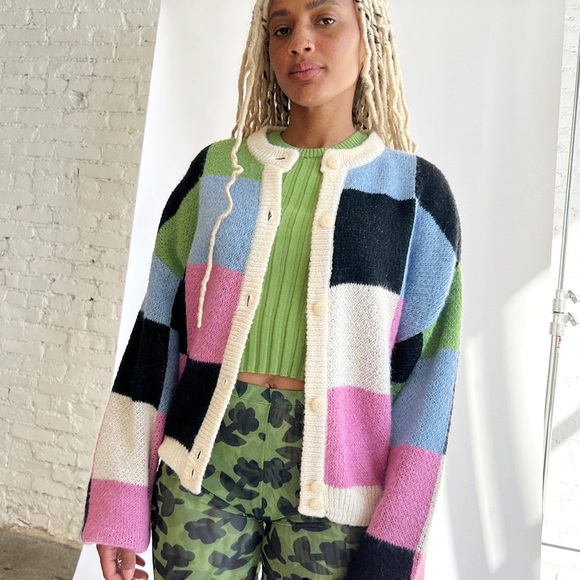 Lisa Says Gah Sweaters - Lisa Says Gah Lauda Cardi, Ocean Check